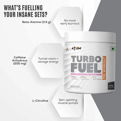 AS-IT-IS Nutrition ATOM Turbo Fuel Pre-Workout, 250 g (0.55 lb), Berry Blast