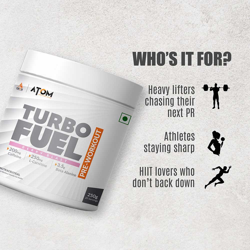 AS-IT-IS Nutrition ATOM Turbo Fuel Pre-Workout, 250 g (0.55 lb), Berry Blast