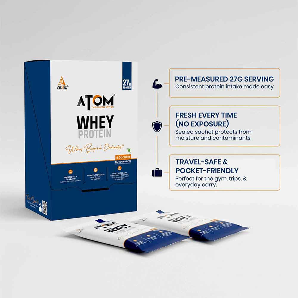 AS-IT-IS Nutrition ATOM Whey Protein with Enzymes, 6 sachets/pack Double Rich Chocolate