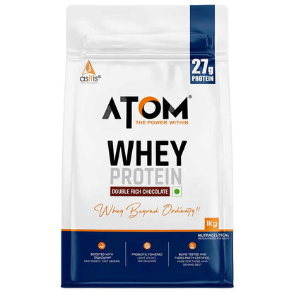 AS-IT-IS Nutrition ATOM Whey Protein with Enzymes, 1 kg (2.2 lb), Double Rich Chocolate